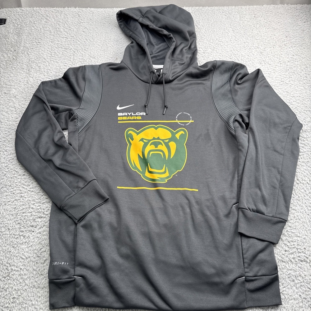 Nike Dri Fit Baylor Bears Hoodie Mens Largel Team Issued Green Football NCAA